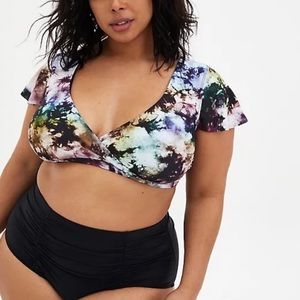 Torrid sleeve bikini top tie dye print 4X